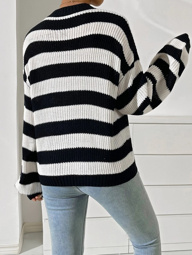 White/Black Striped Women's Jumper