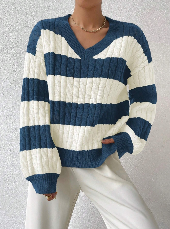 Elegant Striped Women's Jumper