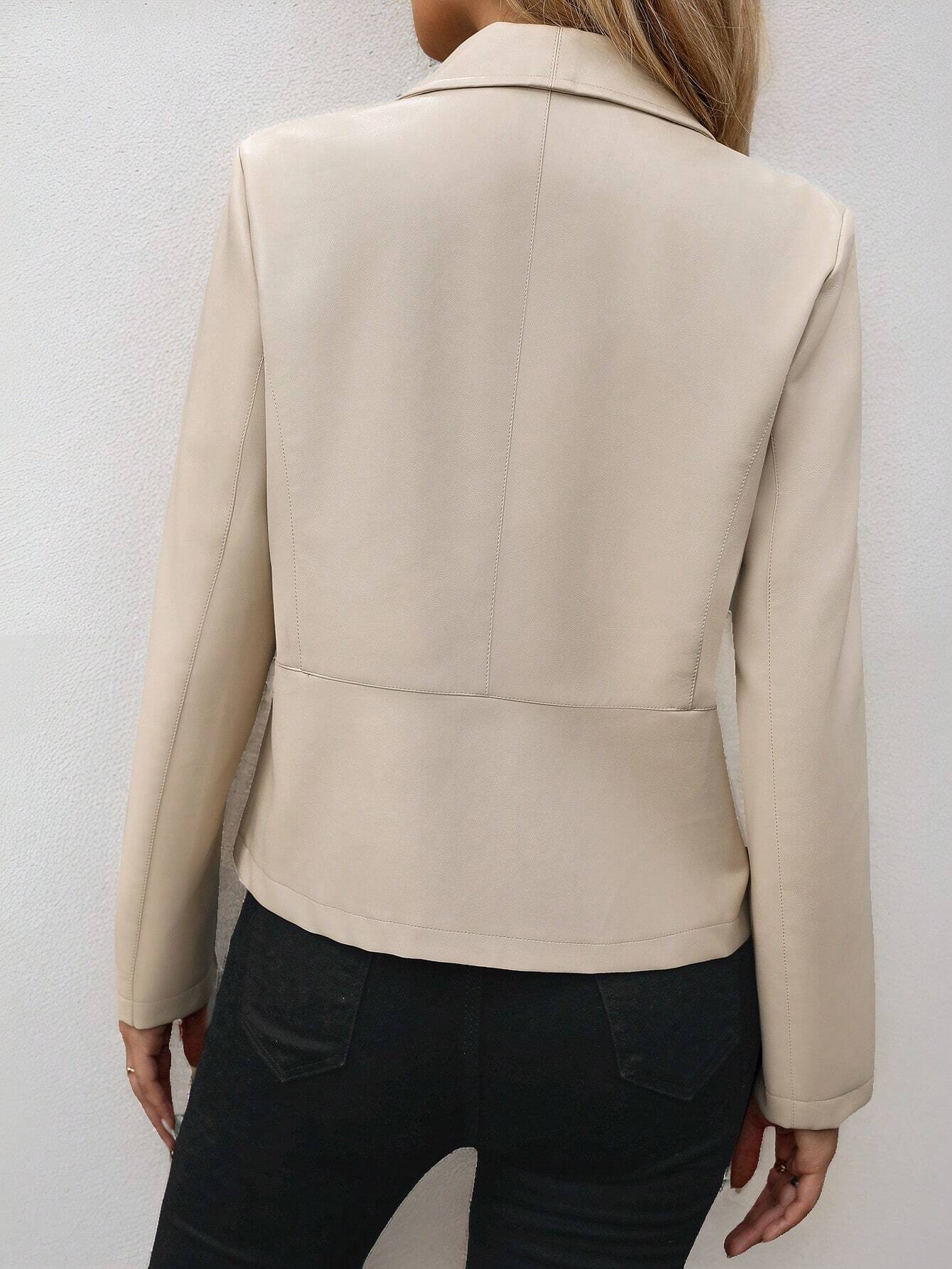 Beige Women‘s Leather Jacket