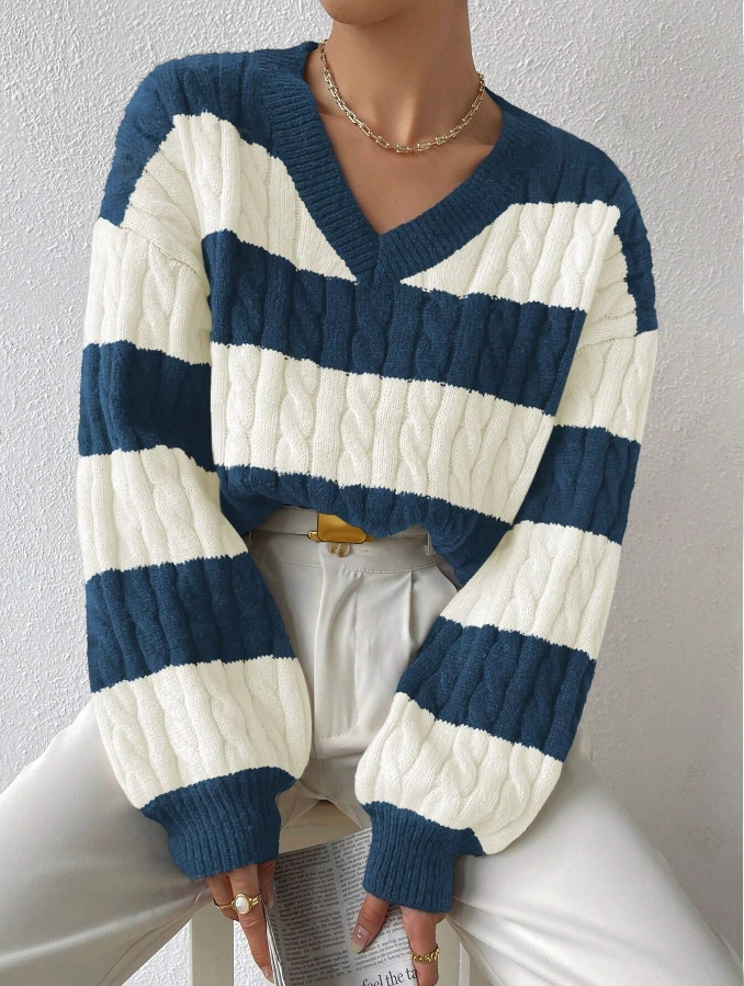 Elegant Striped Women's Jumper